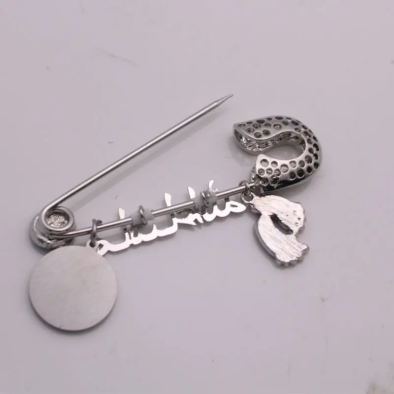 islam Allah AYATUL KURSI Mashallah in arabic Turkish evil eye Stainless Steel brooch Baby Pin