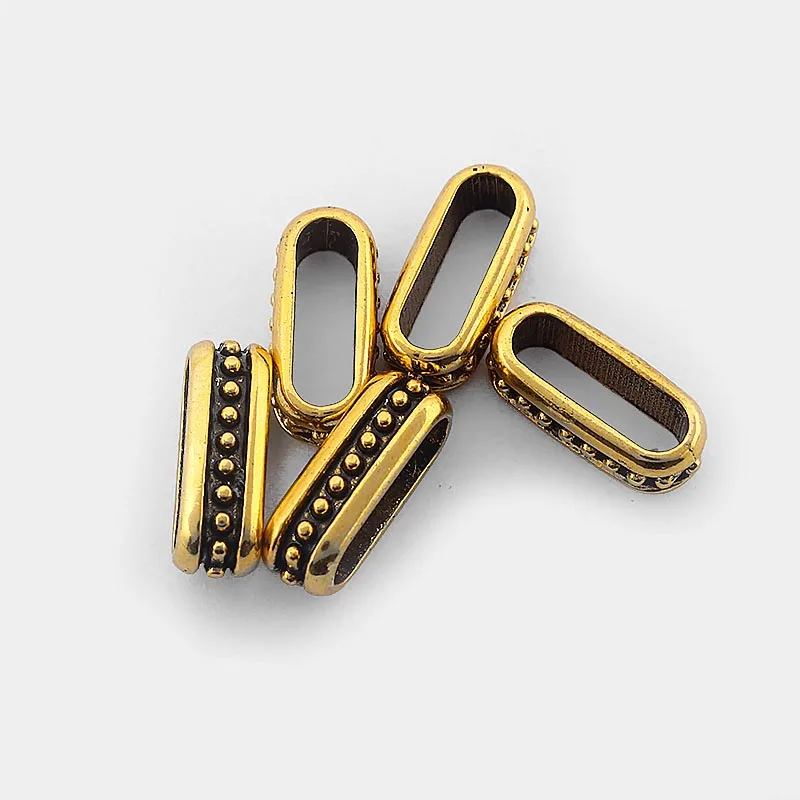 20Pcs Tibetan Silver Gold Textured Flat Spacer Beads For DIY 11mm Flat Leather Cord Bracelet Necklace Jewelry Making Supplies