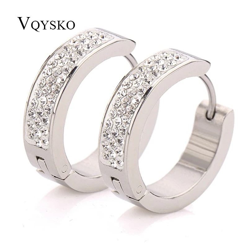 6 Colors Fashion Shiny Women Earrings With Full rhinestone Crystal Pave Stainless steel Earring Jewelry for women Accessories