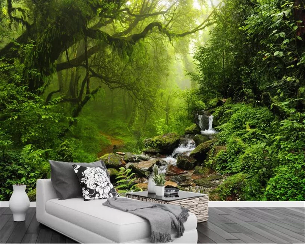 

Customized modern photo 3d wallpaper Forest stream TV background wall nature scenery living room Wall cloth wallpaper