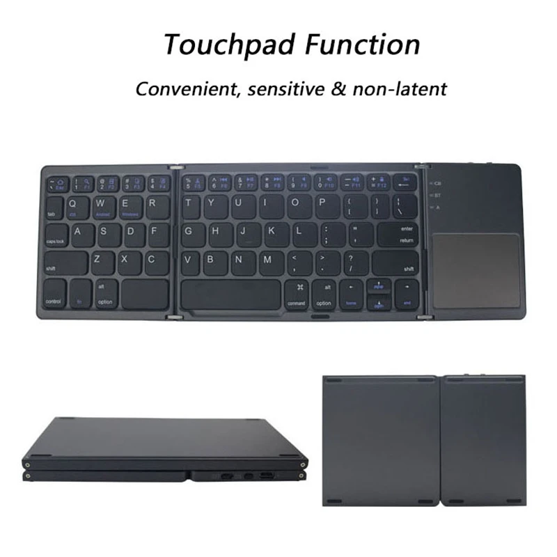 iMice Portable Twice Folding Bluetooth Keyboard BT Wireless Foldable Touchpad Keypad for IOS/Android/Windows ipad Travel Keypad