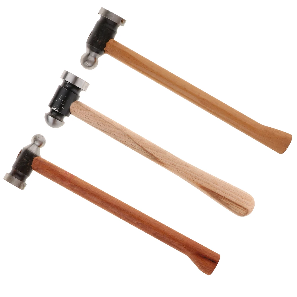 Multifunction Iron Wooden Handles Hammer Tool Jeweler's Chasing Hammer 25cm for Jewelry Makings