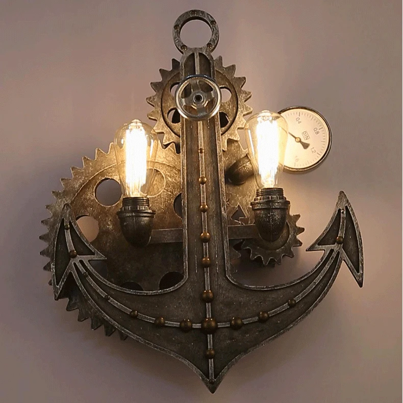 American iron loft wind wall lamps retro bar restaurant light corridor aisle lamp personality gear rotary art wall light LU80253