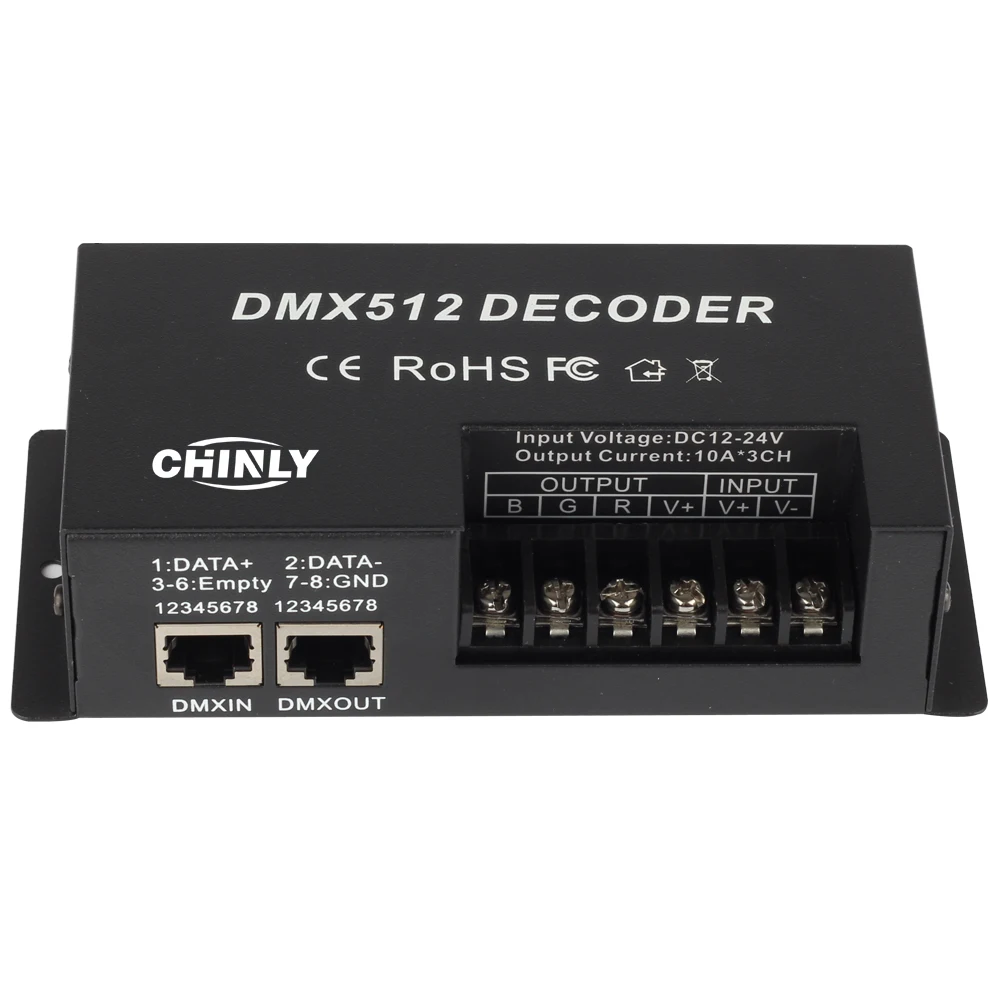 3 Channel 30A RGB DMX 512 LED Decoder Controller DMX dimmer use for DC12-24V RGB LED strip