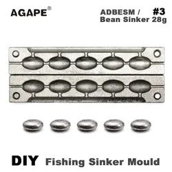 Agape DIY Fishing Bean Sinker mold ADBESM/#3 Bean Sinker 28g 5 cavità