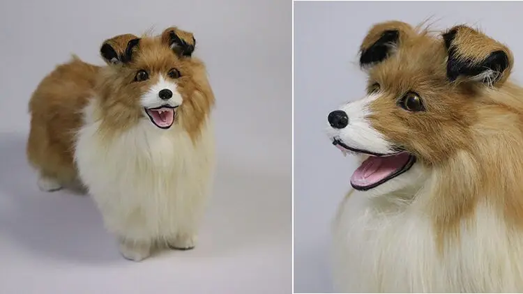 cute simulation Shepherd toy polyethylene&furs yellow&white dog doll gift about 22x19cm 1832