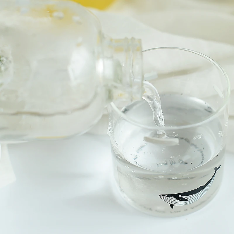 1000ml Seal Whale Glass Water Bottle with Sleeve Creative Sport Bottles Camping Bottle Tour Drinkware Drop Shipping
