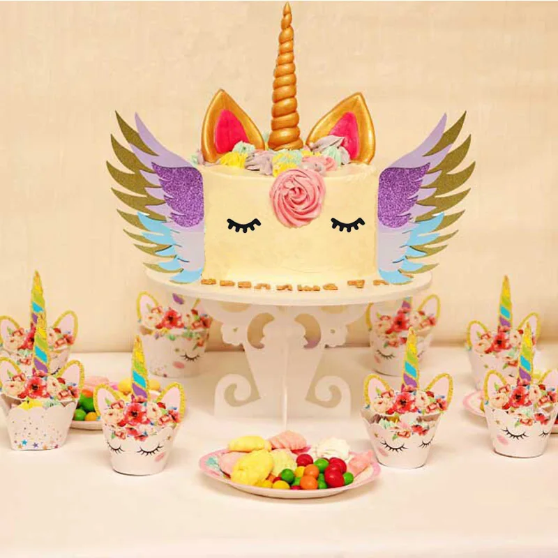 Unicorn Horn Cake Topper Unicorn Party Supplies Kids Birthday Party Decor Cupcake Toppers Wedding Baby Shower Party Decor