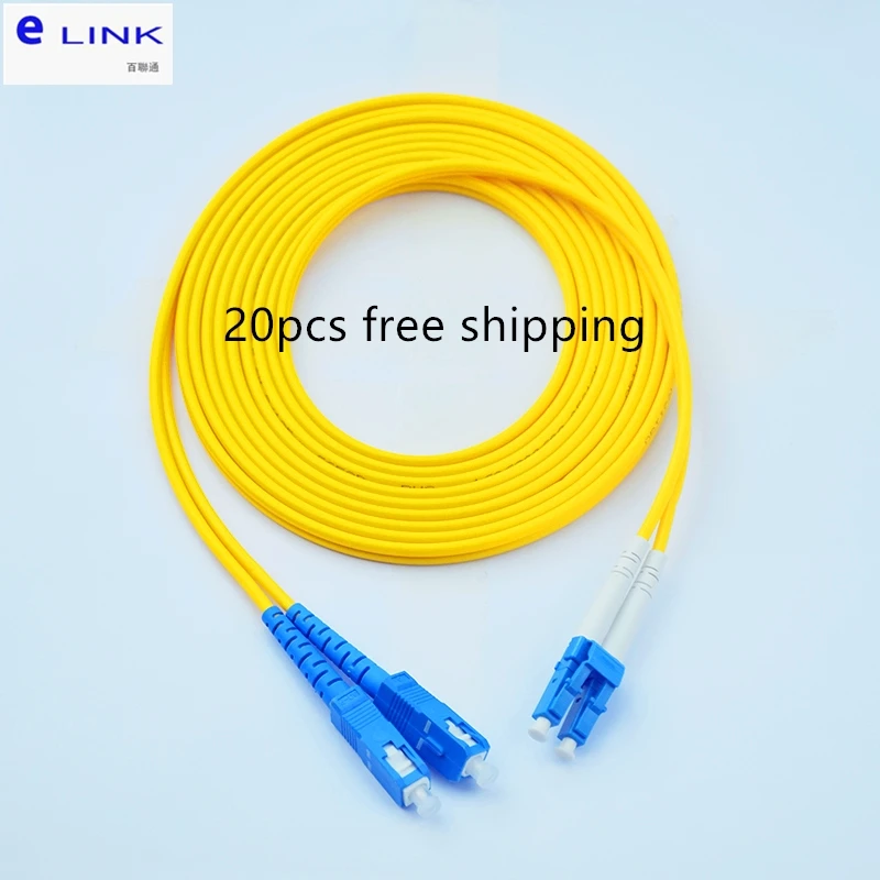 LC-SC fiber patch cord duplex single mode 2.0mm G652D jacket cable 1m2m3m5m10m optical fibre jumper free shipping ELINK 20pcs