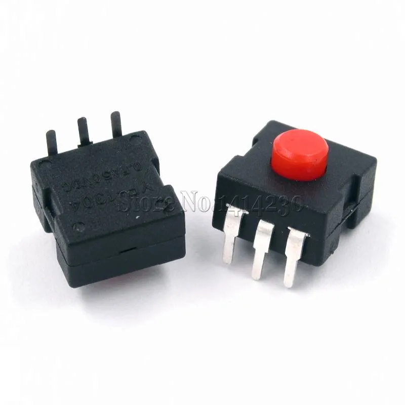 10Pcs 1212-223DB 12*12mm Bending Foot 3pins Red Button LED Flashlight Switch ON-OFF-ON-OFF