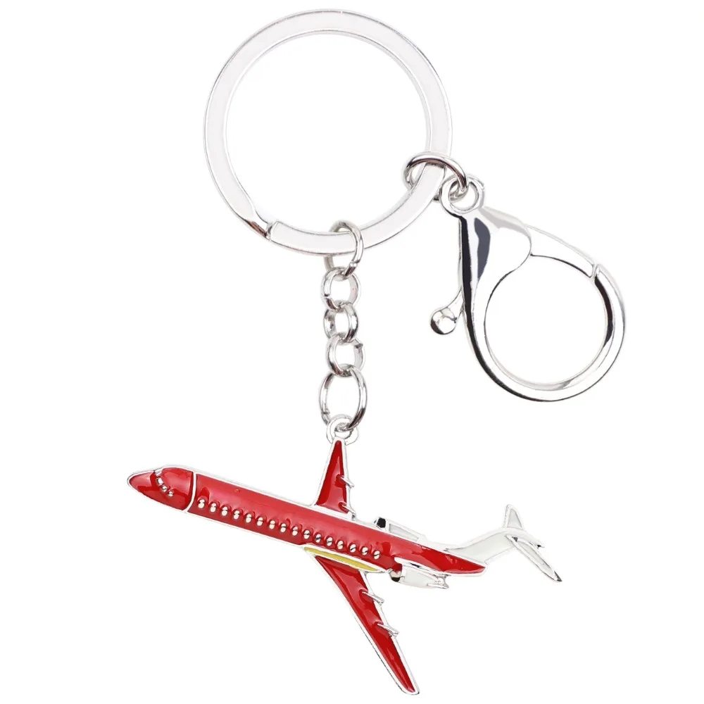 WEVENI Metal Plane Shape Model Key Chain Key Ring Bag Charm Keychain Souvenir Fashion Accessories Enamel Jewelry For Women