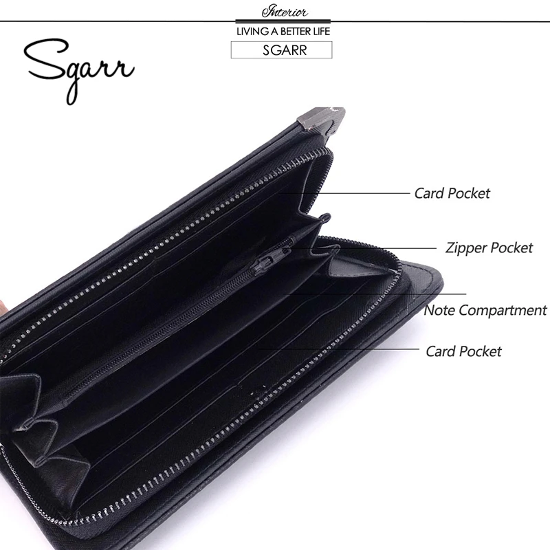 SGARR Women Wallets Fashion Designer PU Leather Punk Wallets Female Long Skull Ladies Clutch bag Famous Brand Famale Purse