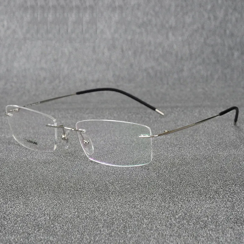 Rimless Titanium Eyeglasses Frame Super Lightweighted Flexible Titanium Alloy Temple Legs Optical Glasses Spectacles