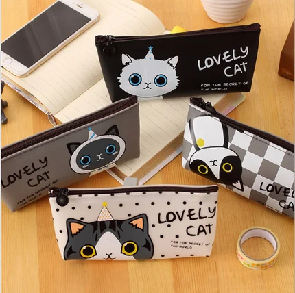 1 pcs Pencil Case Cats PVC for stationery estuche lapices pencil bag Material escolar Stationery Office school supplies