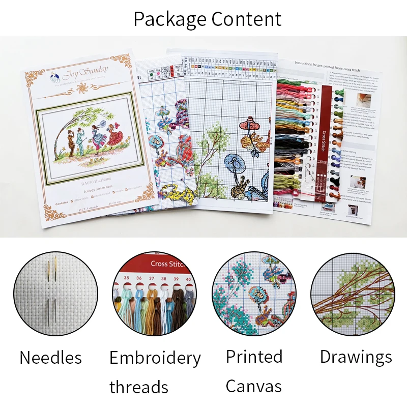 Joy Sunday Waterwheel Cabin Embroidery Kit Stamped Cross Stitch Kits Aida Cloth Needlework 14ct 11ct Crossstitch Thread Needles