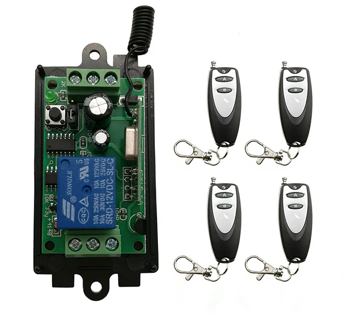 

DC 9V 12V 24V 1 CH 1CH Remote Control Switch Relay Output Radio Receiver Module and Transmitter garage door / window /lamp