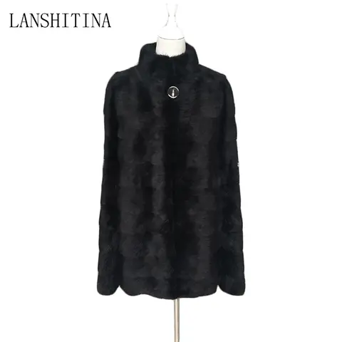 Mink fur coat woman natural real mink fur jacket black 70cm length ordinary collar winter warm fur coat can be customized