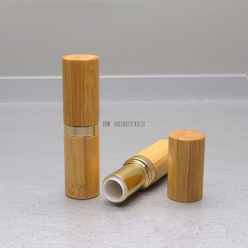 

100Pcs/Lot 12.1mm Classical Bamboo Gold Lipstick Tube DIY Empty Lip Balm Cosmetic Subpackag Container Natural