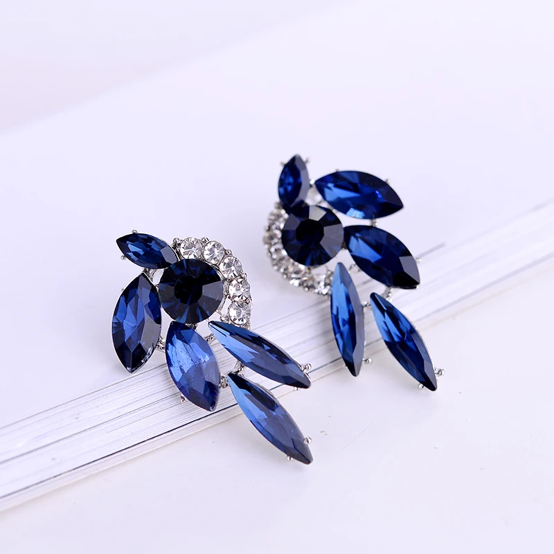 LUBOV 32 Kinds Geometric Crystal Blue Stone Piercing Earrings Gold Color Metal Drop Earrings Trendy Women Party Jewelry