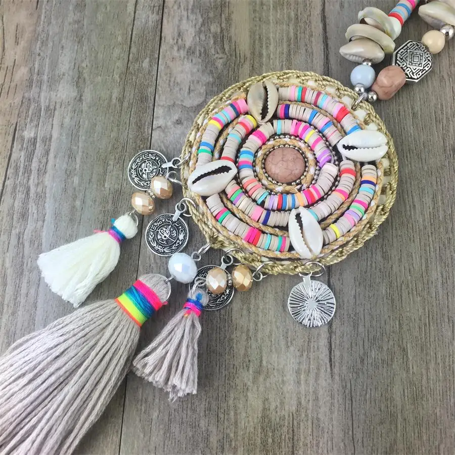 Handmade Women Long Necklace Boho Bohemian Necklace Accessories Colorful Vintage Ethnic Punk Style Fashion Jewelry