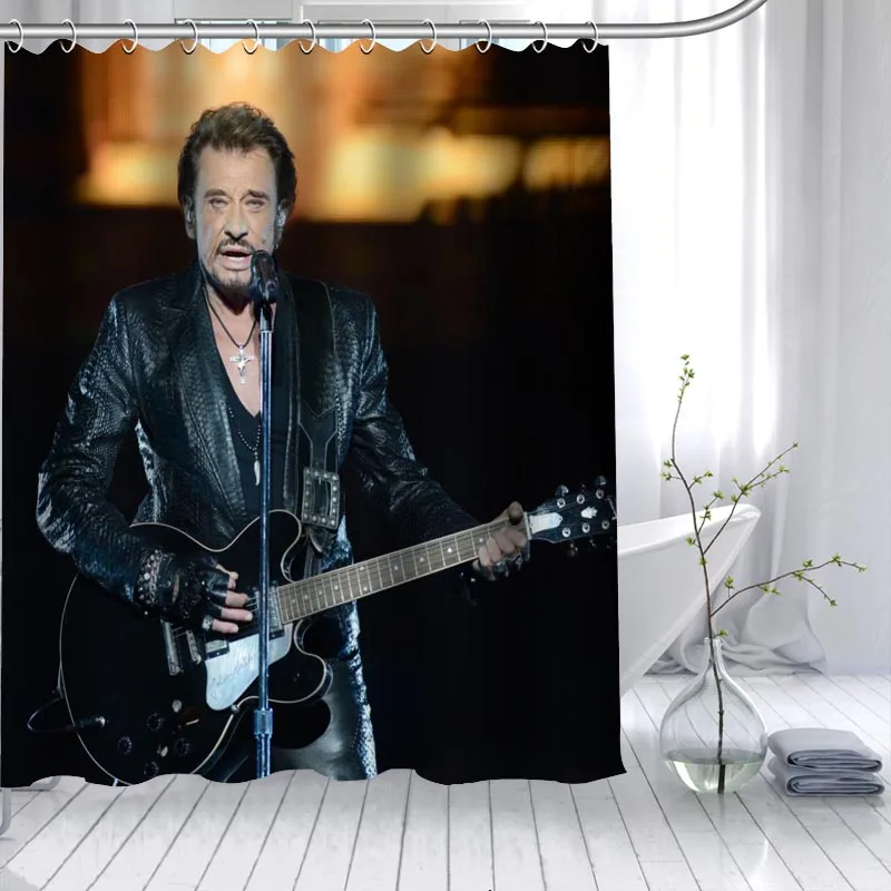 New Johnny Hallyday Custom Shower Curtain Waterproof Fabric Bath Curtain 180X200cm165X180cm Polyester Fabric Bathroom Curtain