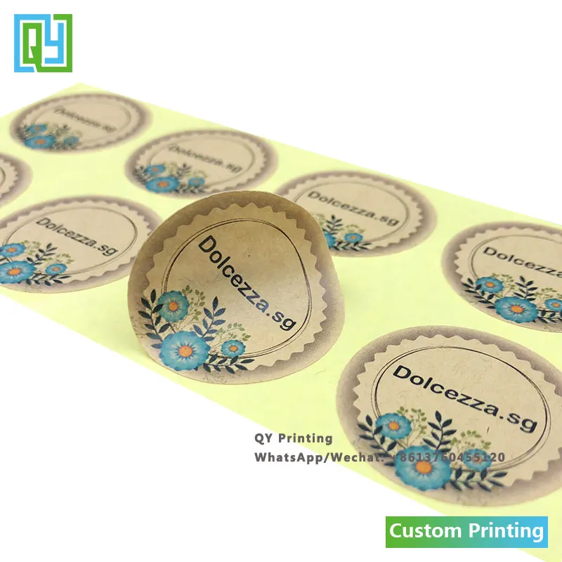 1000pcs 35x35mm free shipping custom printed adhesive kraft paper stickers honey bottle packing labels round circle sticker seal