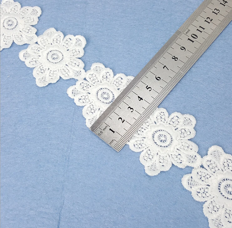 10Yards Flower Lace Trim White Lace Fabric For Wedding Dress Embroidered Applique Patch