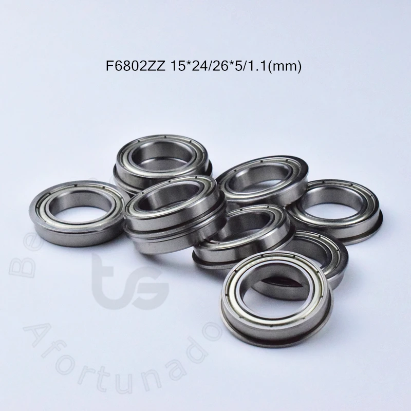 

F6802ZZ 10pcs Flange Bearing 15*24(26)*5(mm) chrome steel Metal Sealed High speed Mechanical equipment parts