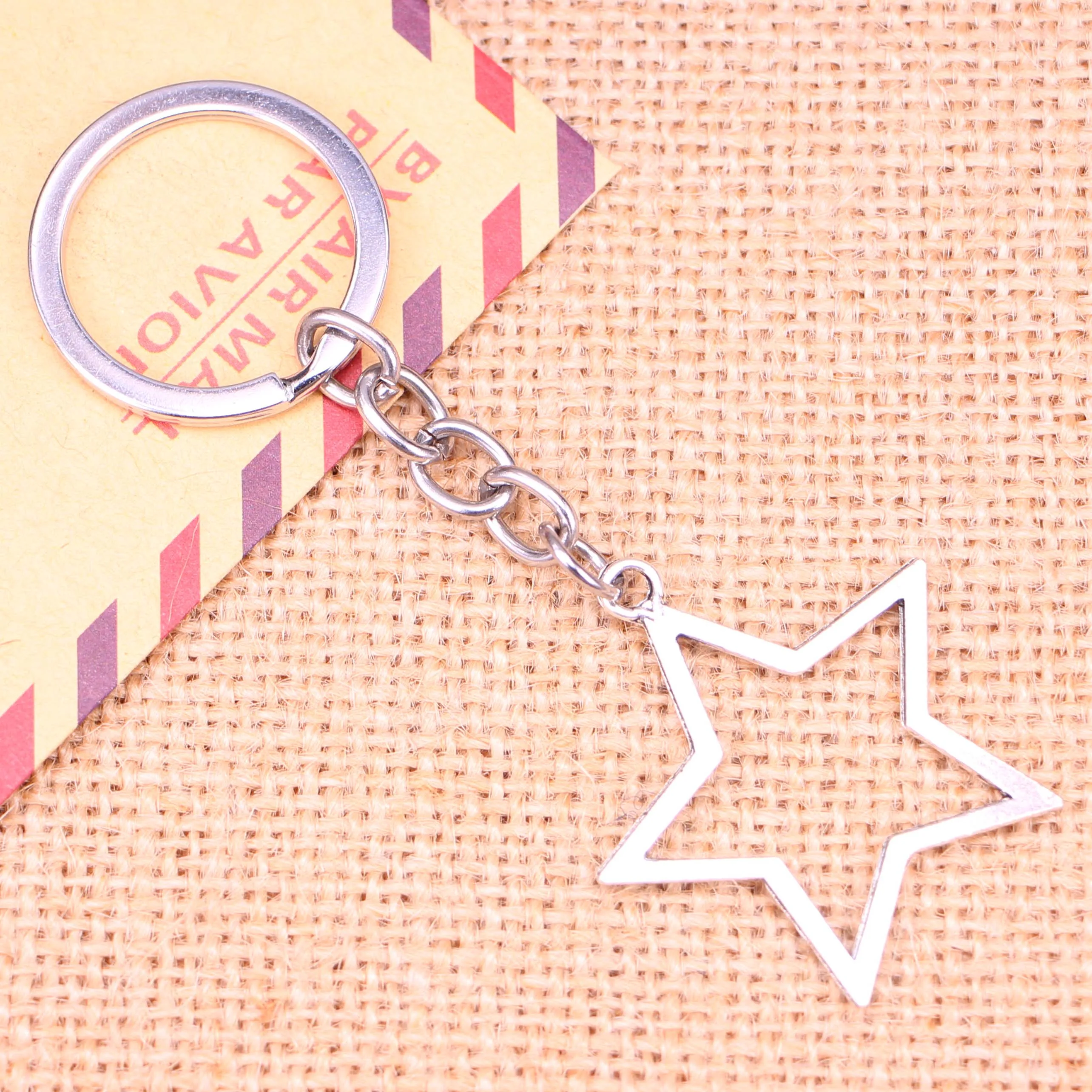 20pcs New Fashion Keychain 37*35 mm hollow star Pendants DIY Men Jewelry Car Key Chain Ring Holder Souvenir For Gift