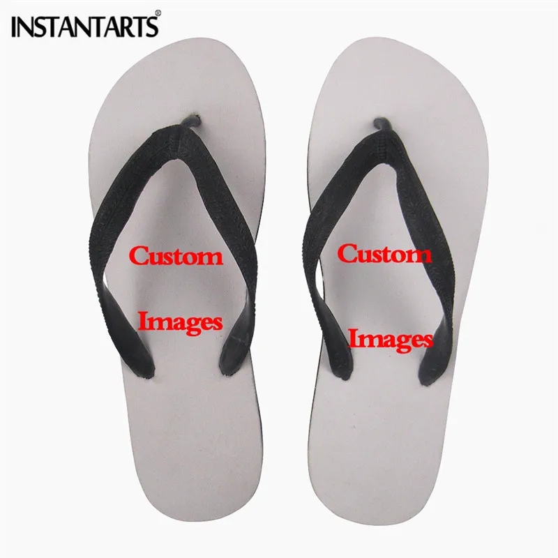 INSTANTARTS Women's Summer Slippers Rubber Non-slip Flip Flops Girls Lady Custom Images or Logos Flipflops Drop Shipping Female