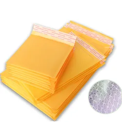 5Pc 11*13& 15*18cm Yellow Envelope With Bubble Mailing Bag Kraft Paper Envelopes Bags Mailers Padded Mini File Holder For Office