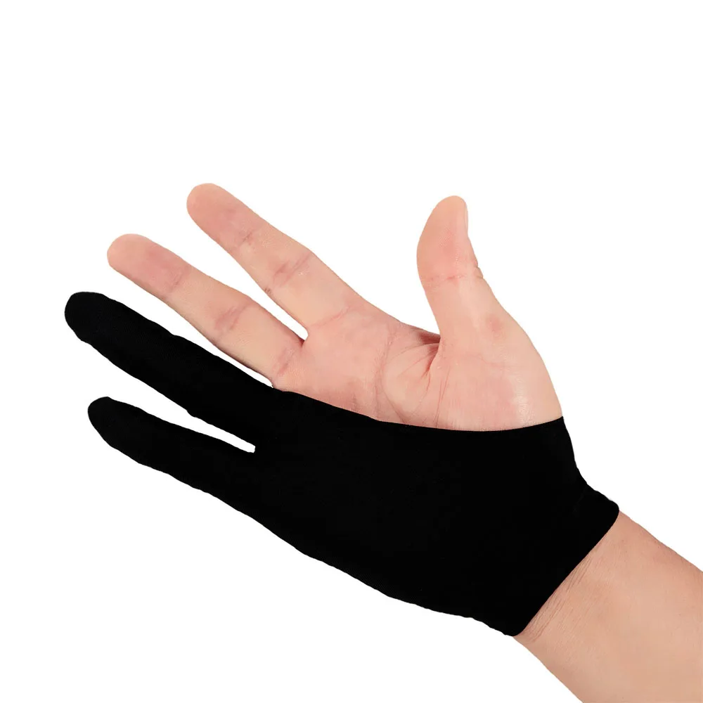 10moons Two-Finger Anti-Skid Black Artist Lycra Glove for Graphics Tablet/LED Light Box/Pen Display--Free Size