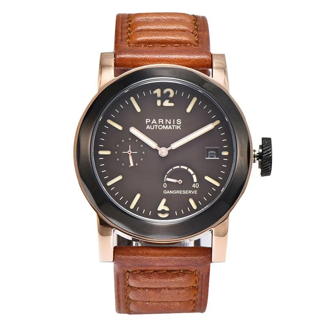 Parnis Mens data automatica resistente all\'acqua riserva di potenza Business separato secondo quadrante automatico orologi da polso meccanici Self