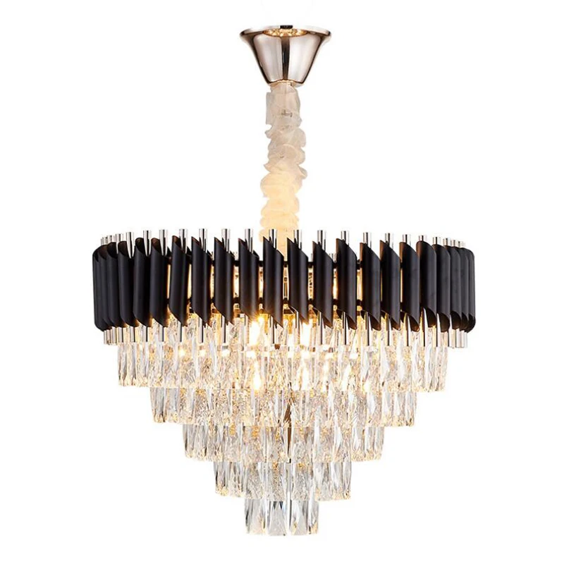 

Manggic Lighting Fixtures Modern Chandelier For Dining Room Luxury House Design Living Lamp Black Crystal Device