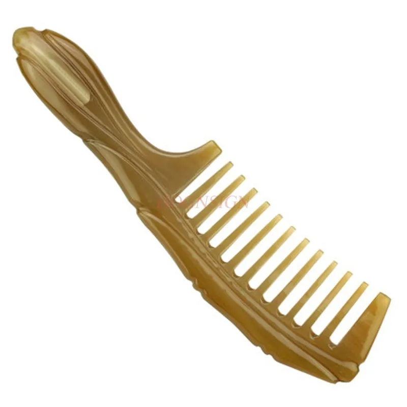 

Authentic Natural White Buffalo Horn Comb Large Bamboo Section Comb Wide Tooth Curly Hair Handle Massage Comb Holiday Gift Sale