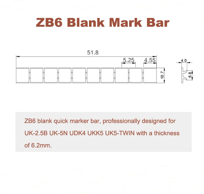 50 Stück ZB6 Blanko-Markierungsstreifen für UK2.5B UK5N UDK4 UKK5 UK5-TWIN DIN-Schienenklemmenblock Markierungsleiste Morsettiera ZB-6 Etikett – Detail 5
