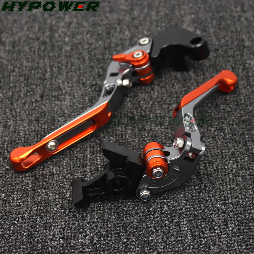 For Kawasaki Z1000/R 2017-2019 New Laser Engraved Logo Orange&Titanium Folding Extendable Motorcycle CNC Brake Clutch Levers