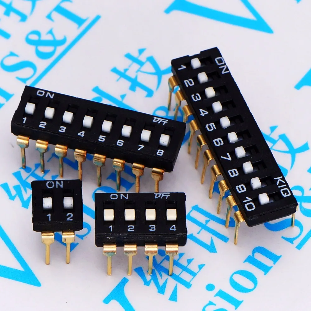 DIP switch Toggle Switches 2.54 1P/2P/3P/4P/5P/6P/8P/10P black 2.54MM golden pin