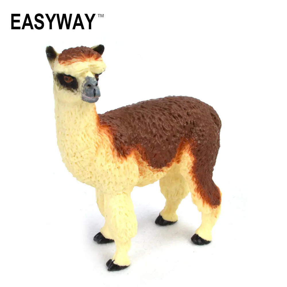 EASYWAY Alpaca Toy Action Figures Figurine Zoo Plastic Animal Models Cute Vicugna Pacos Gift for Kids Educational Toys Child