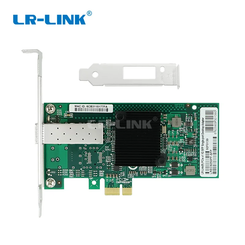 LR-LINK 9250PF-SFP 기가비트 PCIe 네트워크 카드 인텔 I350 칩 PCI Express x1 이더넷 LAN 어댑터 기반 단일 SFP 포트 NIC