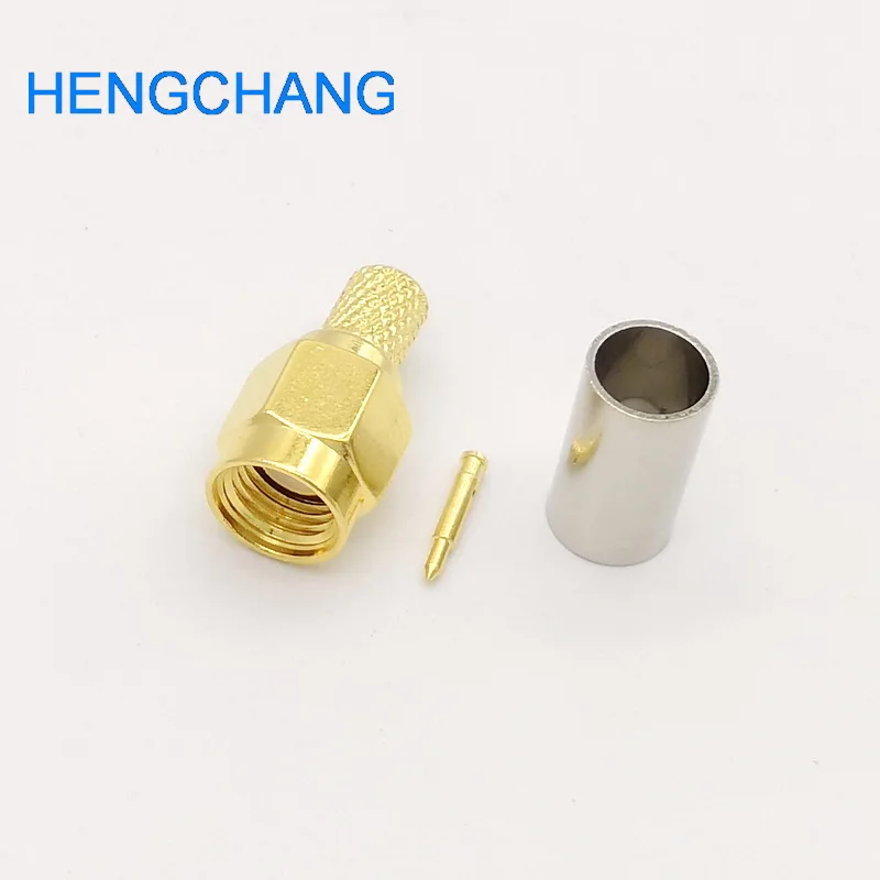 Conector sma 50-3 sma plugue macho rf conector coaxial crimpagem para rg58 lmr195 RG-400 RG-142 cabo rf sma conector 100 pçs/lote