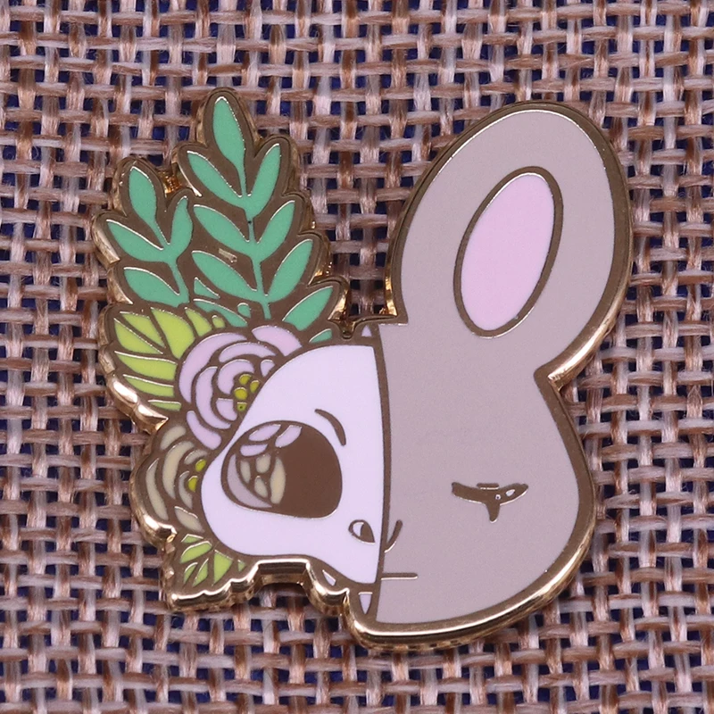 Rabbit Flower Lapel Pin Baby animals Brooch Badge Enamel pin