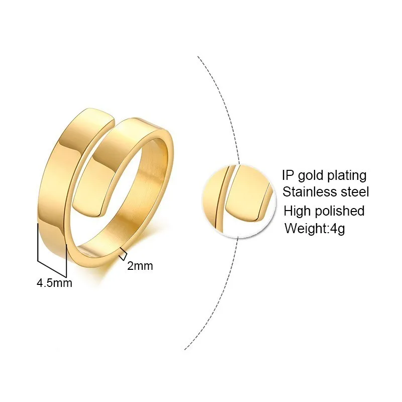 Personalized Women\'s Dual Two Name Rings Gold Color Custom Double Layer Wrap Hug Best Friend Mom Adjustable Size