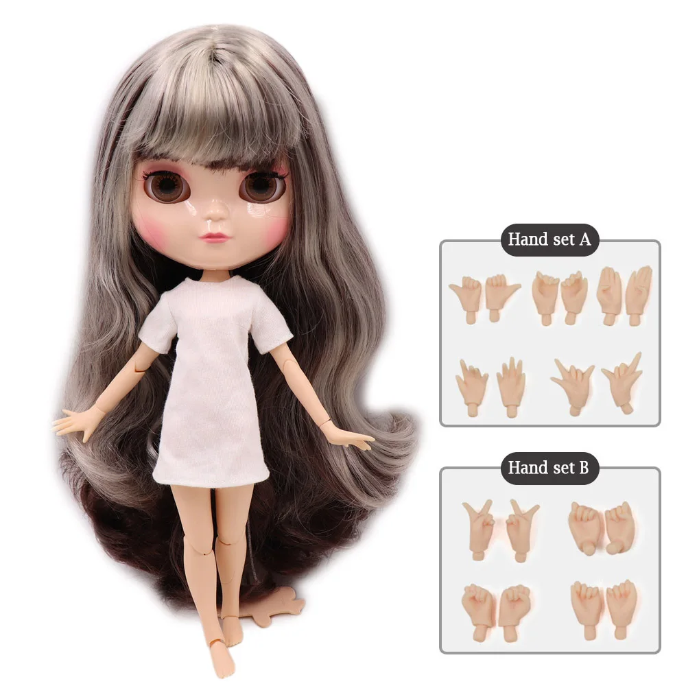 

ICY DOLL small breast azone body fortune days BL8800/0222 Silver grey mix dark brown hair with bangs/fringes 30cm