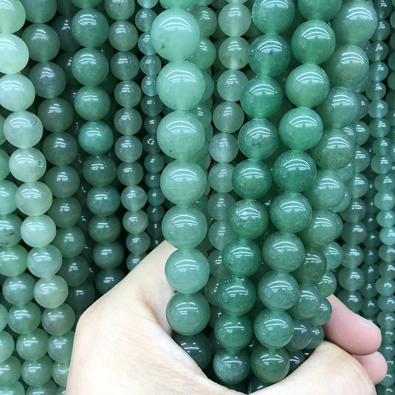 Natural Stone Green Aventurine Round Loose Beads 15\