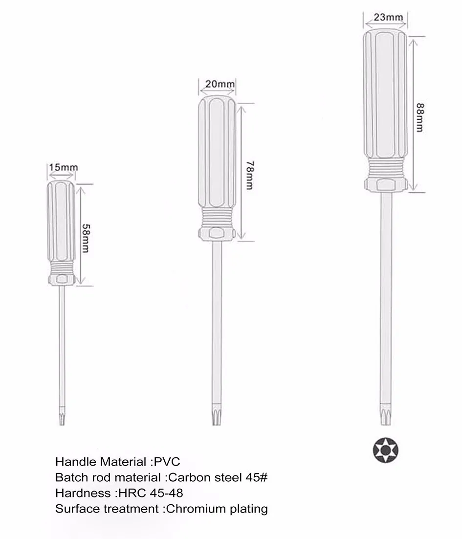 T30 T40 With Hole Torx Screwdriver Key PVC Colorized Bar Handle Screwdrivers Repair Tool Wholesale 20pcs/lot