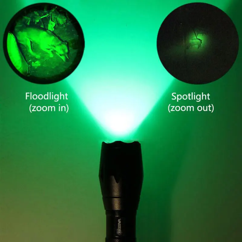 A100 Zoomable 5000Lm Flashlight GREEN RED White LED Adjustable Focus Waterproof Tactical Hunting Torch 1Mode Weapon Gun Lantern