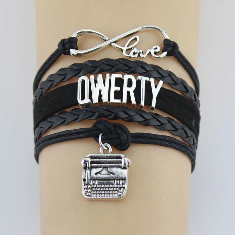 10PC/lot Infinity Love Books Qwerty Calculator Charm Bracelets leather Wrap bracelets & bangles Gifts for Women & Men Jewelry