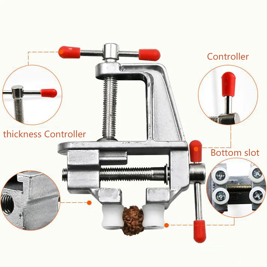 Aluminum Bench Vise Woodworking Table Clamp Crimping Hand Tool Table Vise Mini Locksmith Clip DIY Parts Color Random