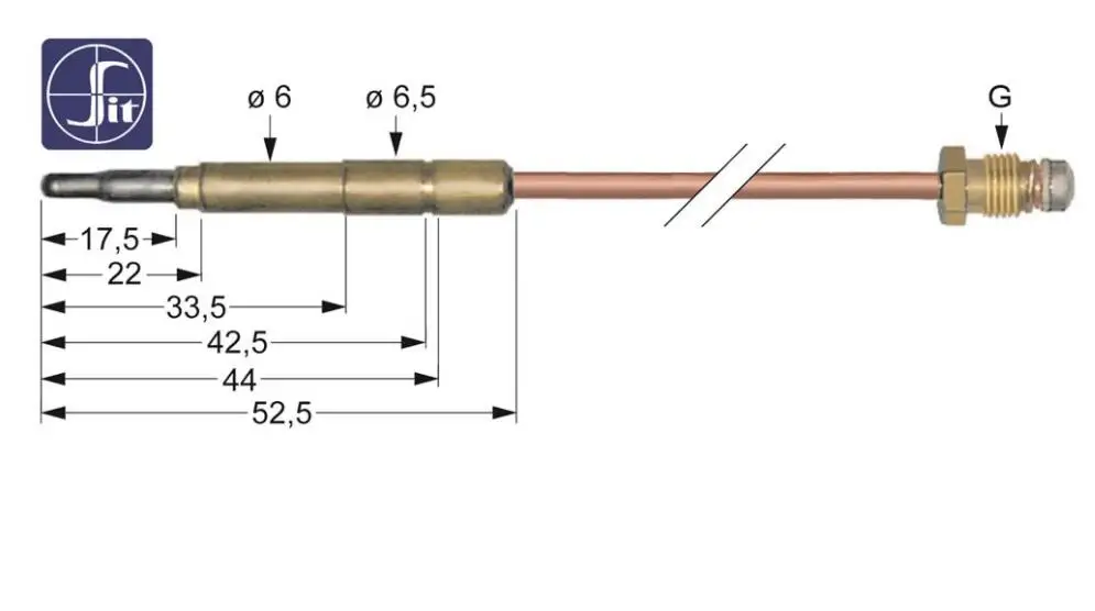 SIT Thermoelement Lange 1000mm Steckhulse  6,0(6,5)mm